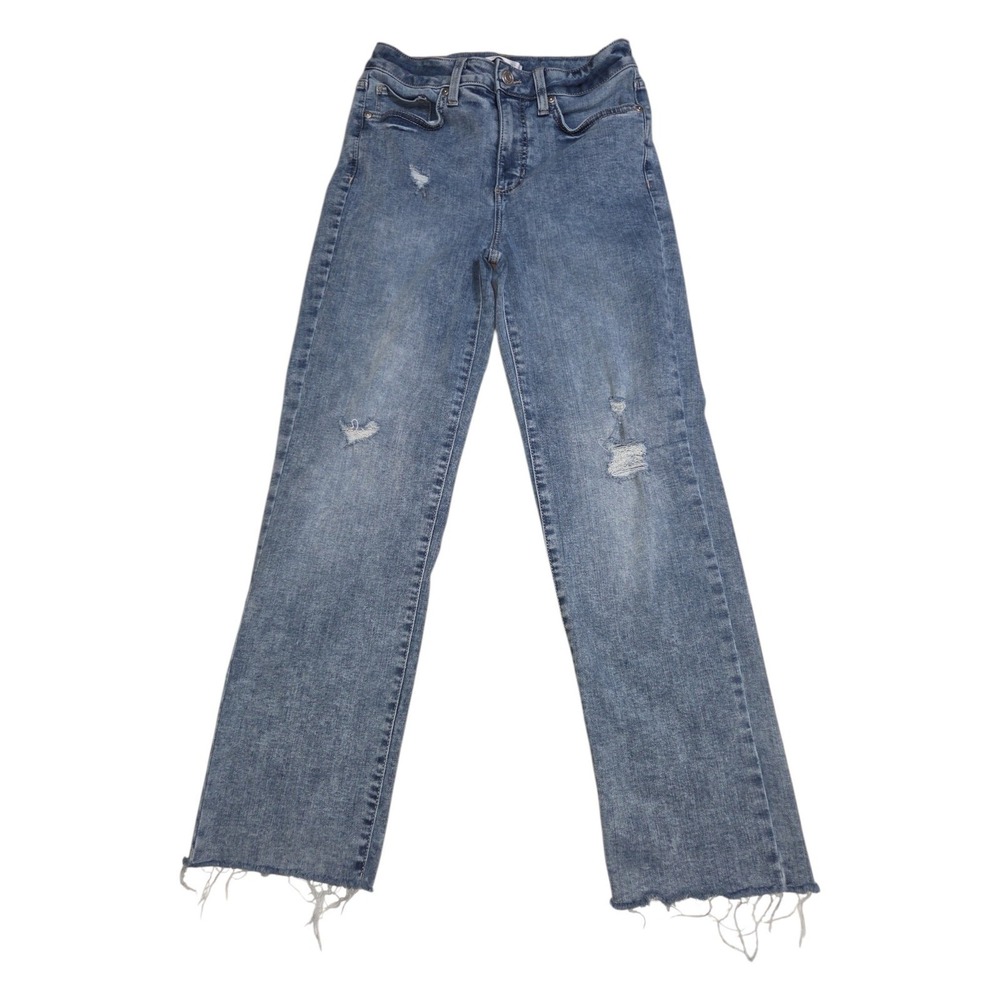 LC Lauren Conrad Jeans Womens 6 Blue Slim Straight Distressed Raw Hem Denim